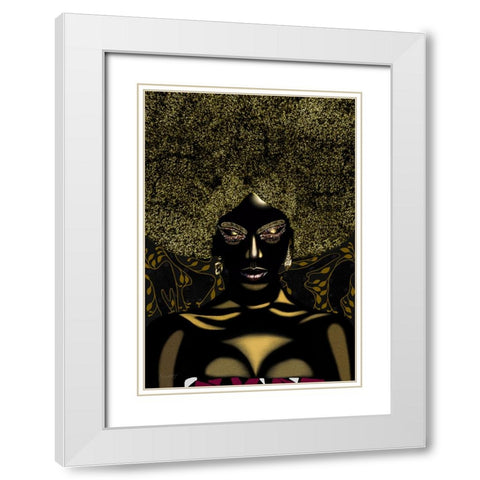 Maabena White Modern Wood Framed Art Print with Double Matting by Amihere, Lord