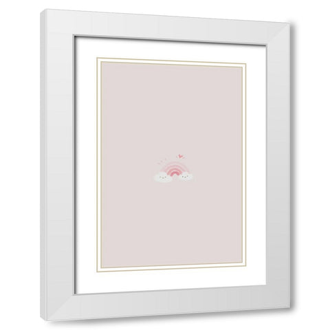 Pink Rainbow White Modern Wood Framed Art Print with Double Matting by Thai, Xuan