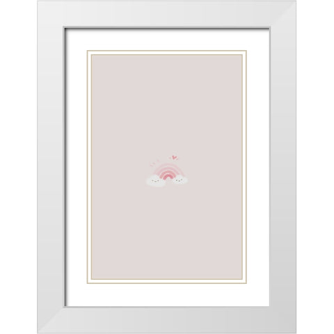 Pink Rainbow White Modern Wood Framed Art Print with Double Matting by Thai, Xuan
