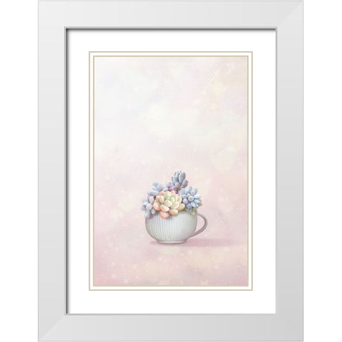 Succulent White Modern Wood Framed Art Print with Double Matting by Thai, Xuan