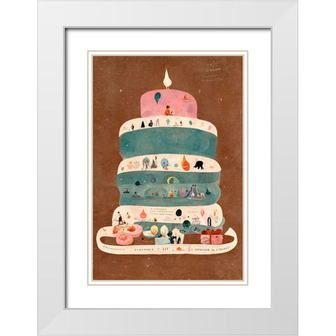 My First Birthday White Modern Wood Framed Art Print with Double Matting by Treechild