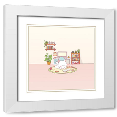 Kitty Room White Modern Wood Framed Art Print with Double Matting by Thai, Xuan