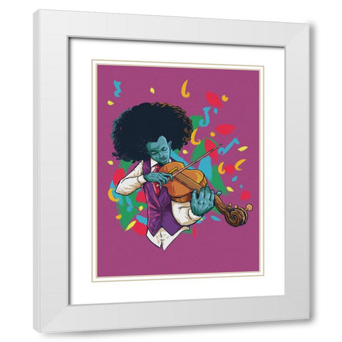The music man White Modern Wood Framed Art Print with Double Matting by msonthe, Joshua