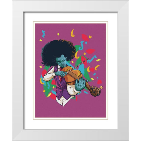 The music man White Modern Wood Framed Art Print with Double Matting by msonthe, Joshua