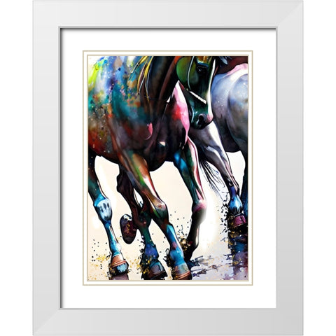 Galloping White Modern Wood Framed Art Print with Double Matting by Day, Ruth