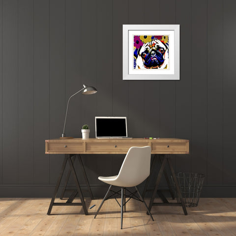Puggles White Modern Wood Framed Art Print with Double Matting by Day, Ruth