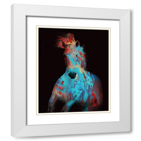 Running Bashful Horse White Modern Wood Framed Art Print with Double Matting by Day, Ruth