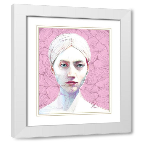 Woman with Zen Doodles White Modern Wood Framed Art Print with Double Matting by Day, Ruth