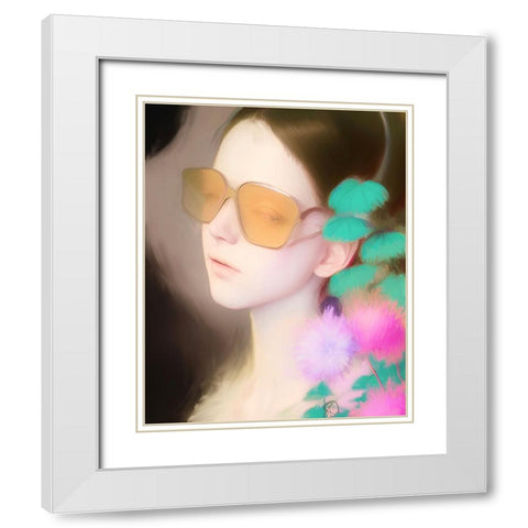Young Girl in Glasses White Modern Wood Framed Art Print with Double Matting by Day, Ruth