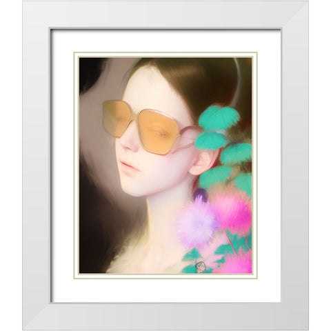 Young Girl in Glasses White Modern Wood Framed Art Print with Double Matting by Day, Ruth
