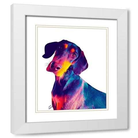 Finn Dog White Modern Wood Framed Art Print with Double Matting by Day, Ruth