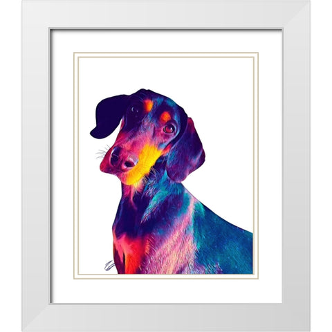 Finn Dog White Modern Wood Framed Art Print with Double Matting by Day, Ruth