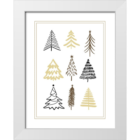 Christmas Trees 2 White Modern Wood Framed Art Print with Double Matting by N., Kristina