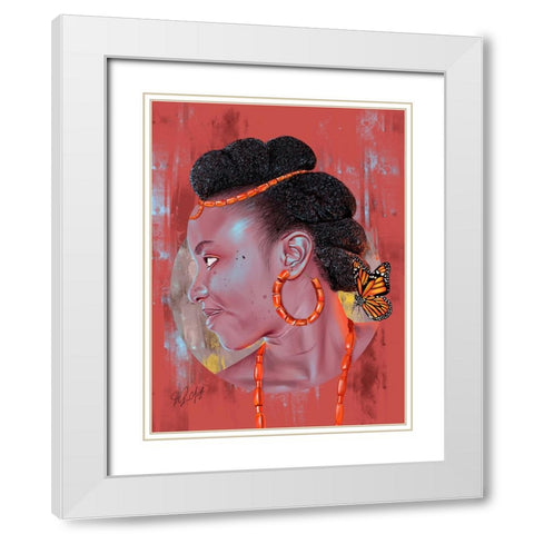 African Beauty White Modern Wood Framed Art Print with Double Matting by Oladapo, Ojenike