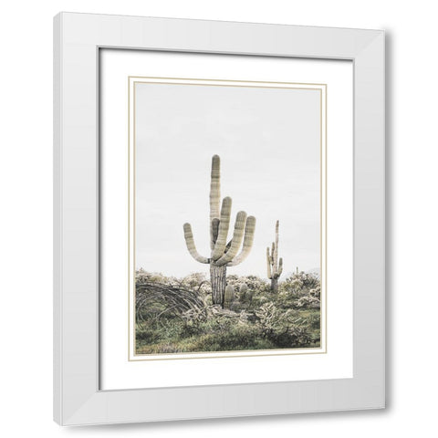 Pink Saguaro White Modern Wood Framed Art Print with Double Matting by Pienaar, Kathrin