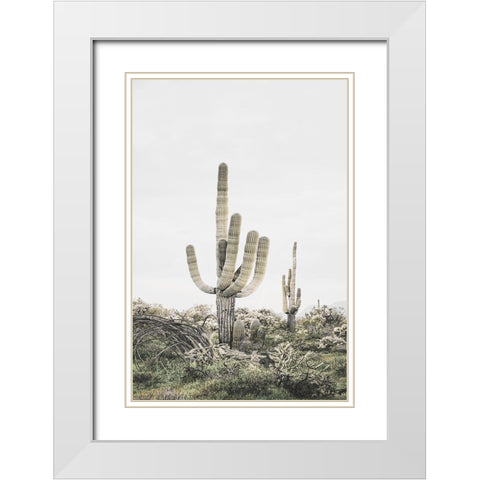 Pink Saguaro White Modern Wood Framed Art Print with Double Matting by Pienaar, Kathrin
