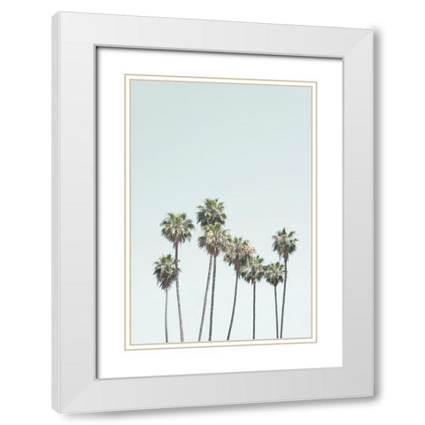 Blue Palm Trees White Modern Wood Framed Art Print with Double Matting by Pienaar, Kathrin