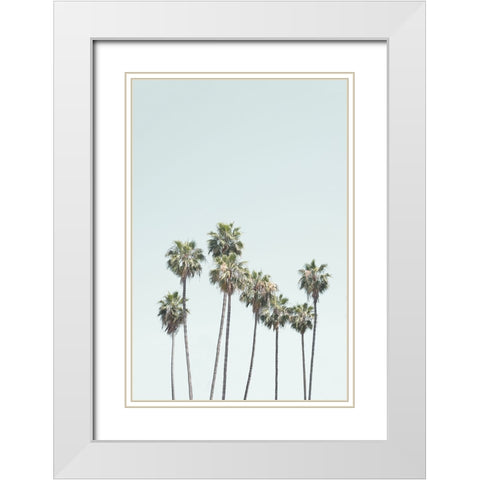Blue Palm Trees White Modern Wood Framed Art Print with Double Matting by Pienaar, Kathrin