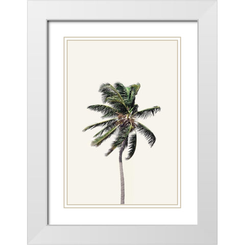 Windy Palm Tree White Modern Wood Framed Art Print with Double Matting by Pienaar, Kathrin