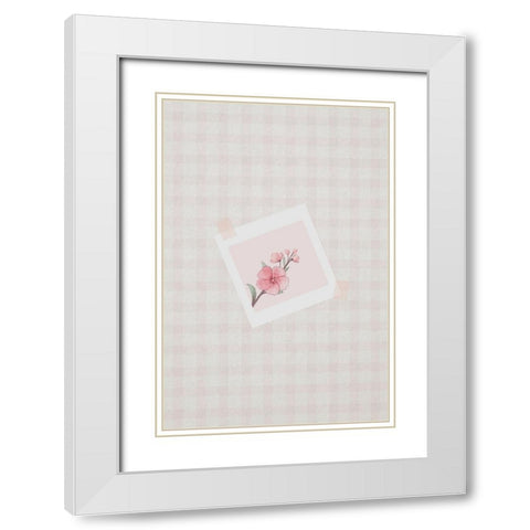 Pink Cherry Blossom White Modern Wood Framed Art Print with Double Matting by Thai, Xuan