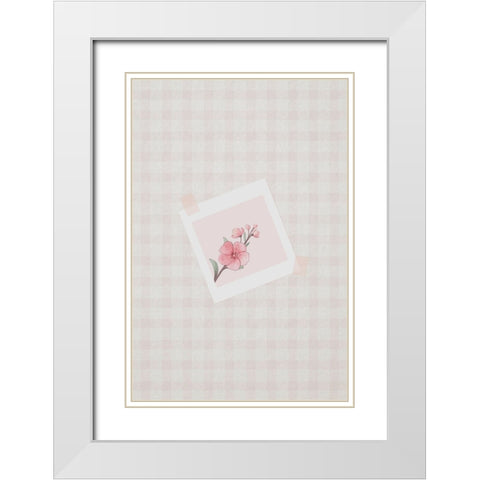 Pink Cherry Blossom White Modern Wood Framed Art Print with Double Matting by Thai, Xuan