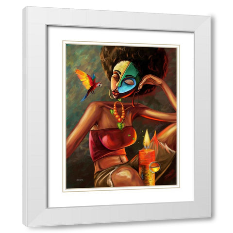 My Night White Modern Wood Framed Art Print with Double Matting by Debas, Adetoro