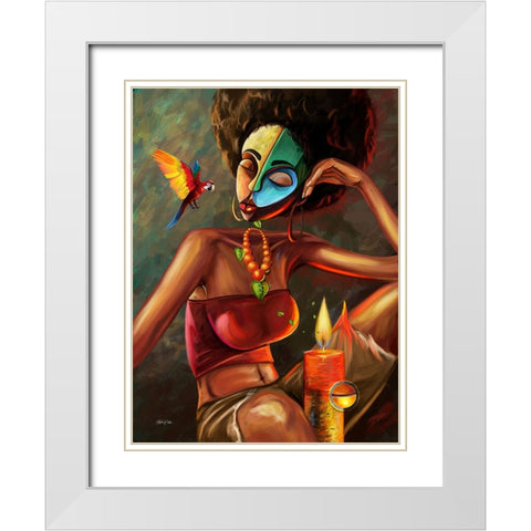 My Night White Modern Wood Framed Art Print with Double Matting by Debas, Adetoro