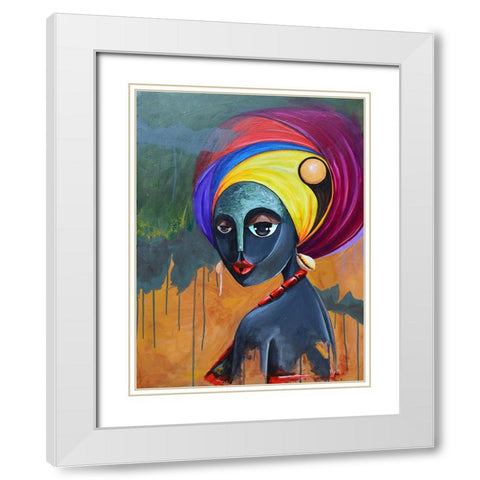 Queen 2 (Gele Series) White Modern Wood Framed Art Print with Double Matting by Debas, Adetoro