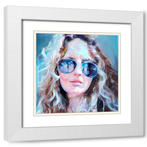 Self Portrait Imitating Janis Joplin White Modern Wood Framed Art Print with Double Matting by Day, Ruth