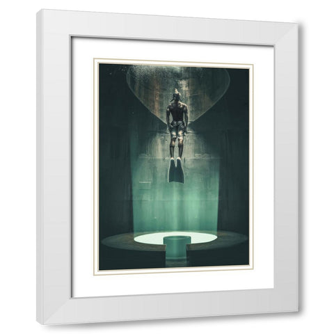 Floating nr. 23 White Modern Wood Framed Art Print with Double Matting by Martinussen, Baard