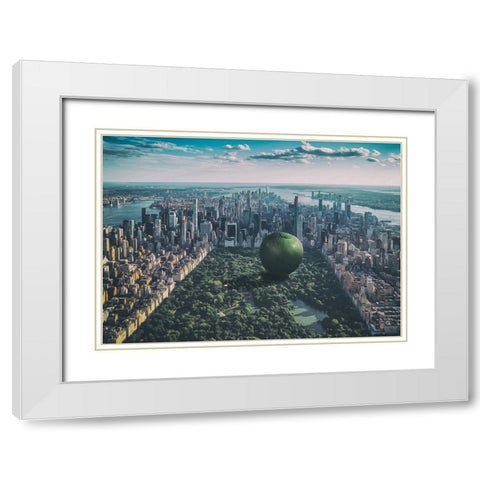The Big Apple White Modern Wood Framed Art Print with Double Matting by Martinussen, Baard