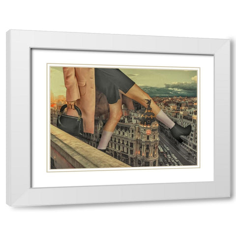 Walking In Paris White Modern Wood Framed Art Print with Double Matting by Martinussen, Baard