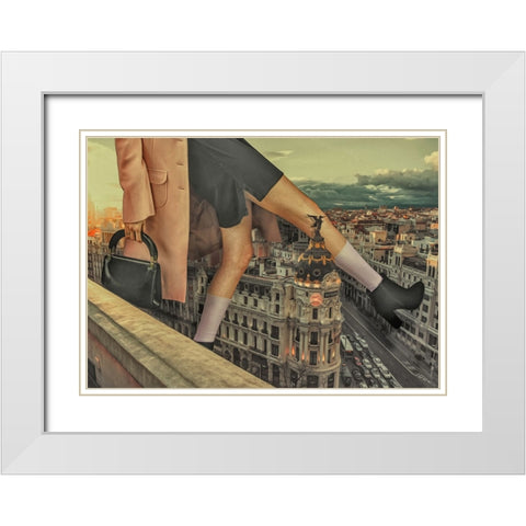 Walking In Paris White Modern Wood Framed Art Print with Double Matting by Martinussen, Baard