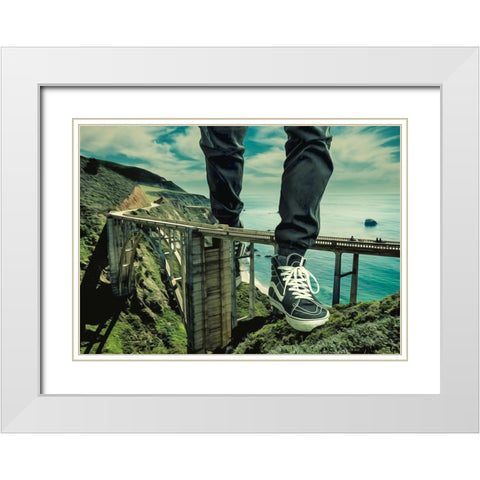 Walking Over Bridges White Modern Wood Framed Art Print with Double Matting by Martinussen, Baard