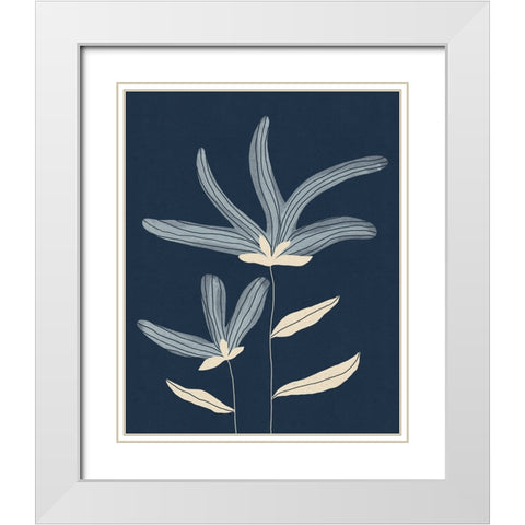 Two Flowers White Modern Wood Framed Art Print with Double Matting by Galitsyna, Alisa