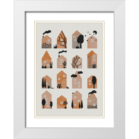 Tiny Houses #2 White Modern Wood Framed Art Print with Double Matting by Galitsyna, Alisa