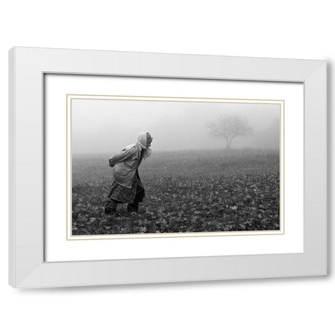 Autumn White Modern Wood Framed Art Print with Double Matting by Kruk, Przemyslaw