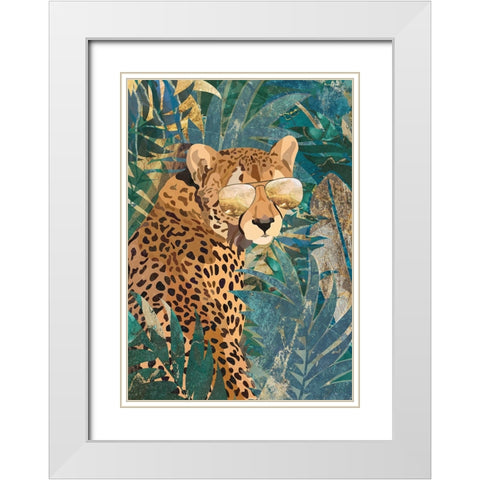 Rockstar cheetah in the jungle White Modern Wood Framed Art Print with Double Matting by Manovski, Sarah