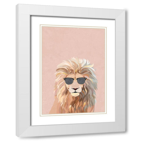 Cool cat lion White Modern Wood Framed Art Print with Double Matting by Manovski, Sarah