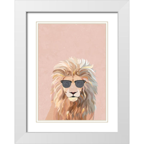 Cool cat lion White Modern Wood Framed Art Print with Double Matting by Manovski, Sarah