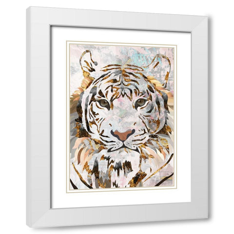 Grunge Gold Tiger White Modern Wood Framed Art Print with Double Matting by Manovski, Sarah