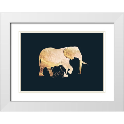 Black gold elephants 2 White Modern Wood Framed Art Print with Double Matting by Manovski, Sarah