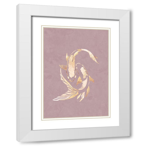 Pink gold koi fish 2 White Modern Wood Framed Art Print with Double Matting by Manovski, Sarah
