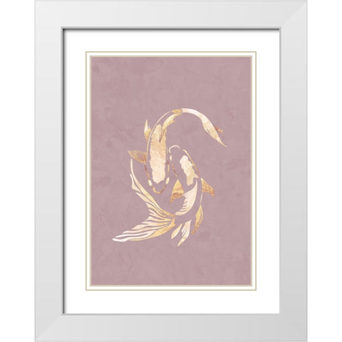 Pink gold koi fish 2 White Modern Wood Framed Art Print with Double Matting by Manovski, Sarah