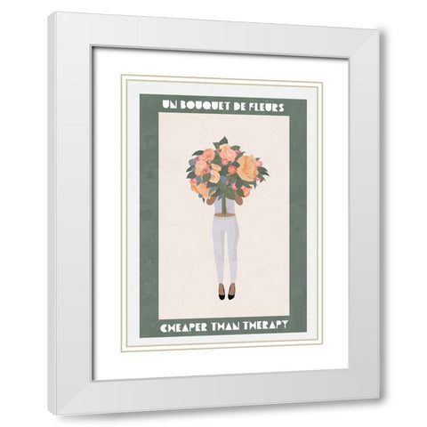 Flowers girl therapy White Modern Wood Framed Art Print with Double Matting by Manovski, Sarah