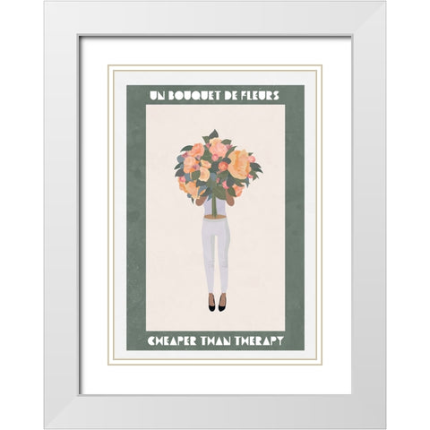 Flowers girl therapy White Modern Wood Framed Art Print with Double Matting by Manovski, Sarah