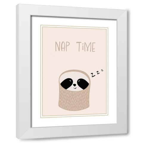 Sloth nursery print White Modern Wood Framed Art Print with Double Matting by Manovski, Sarah