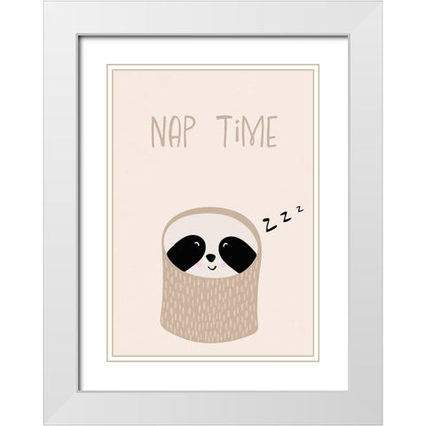 Sloth nursery print White Modern Wood Framed Art Print with Double Matting by Manovski, Sarah