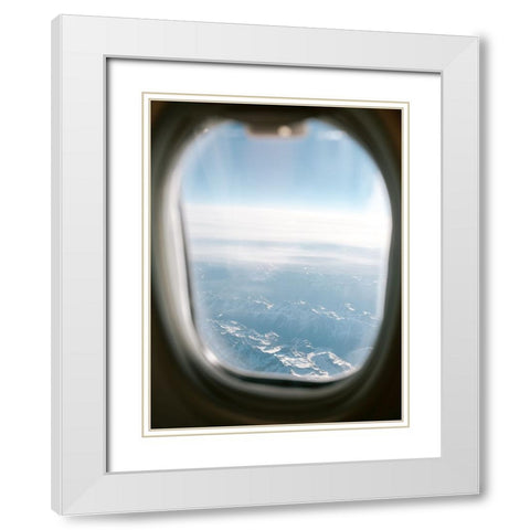 Plane Window View || White Modern Wood Framed Art Print with Double Matting by Zwart, Raisa