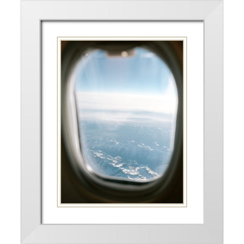 Plane Window View || White Modern Wood Framed Art Print with Double Matting by Zwart, Raisa